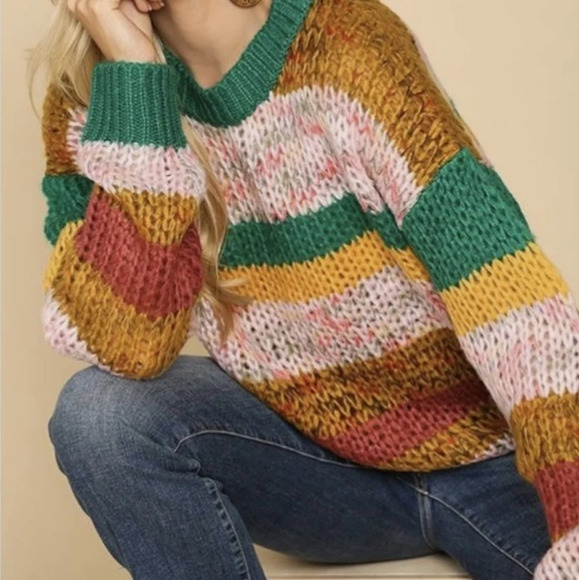 Gigio Sweater / Striped & Colorful / Oversized Small - Picture 2 of 6